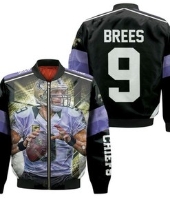 Drew Brees 9 New Orleans Saints Purple Bomber Jacket Model 1959