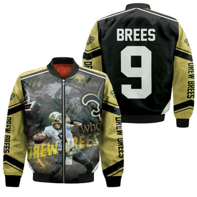 Drew Brees New Orleans Saints Atlanta Falcon Gameday Bomber Jacket Model 1973