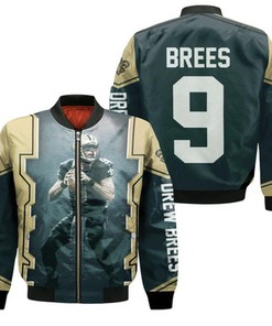 Drew Brees New Orleans Saints Dark Bomber Jacket Model 1984