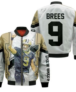 Drew Brees New Orleans Saints Oil Style Paint Background Bomber Jacket Model 1991
