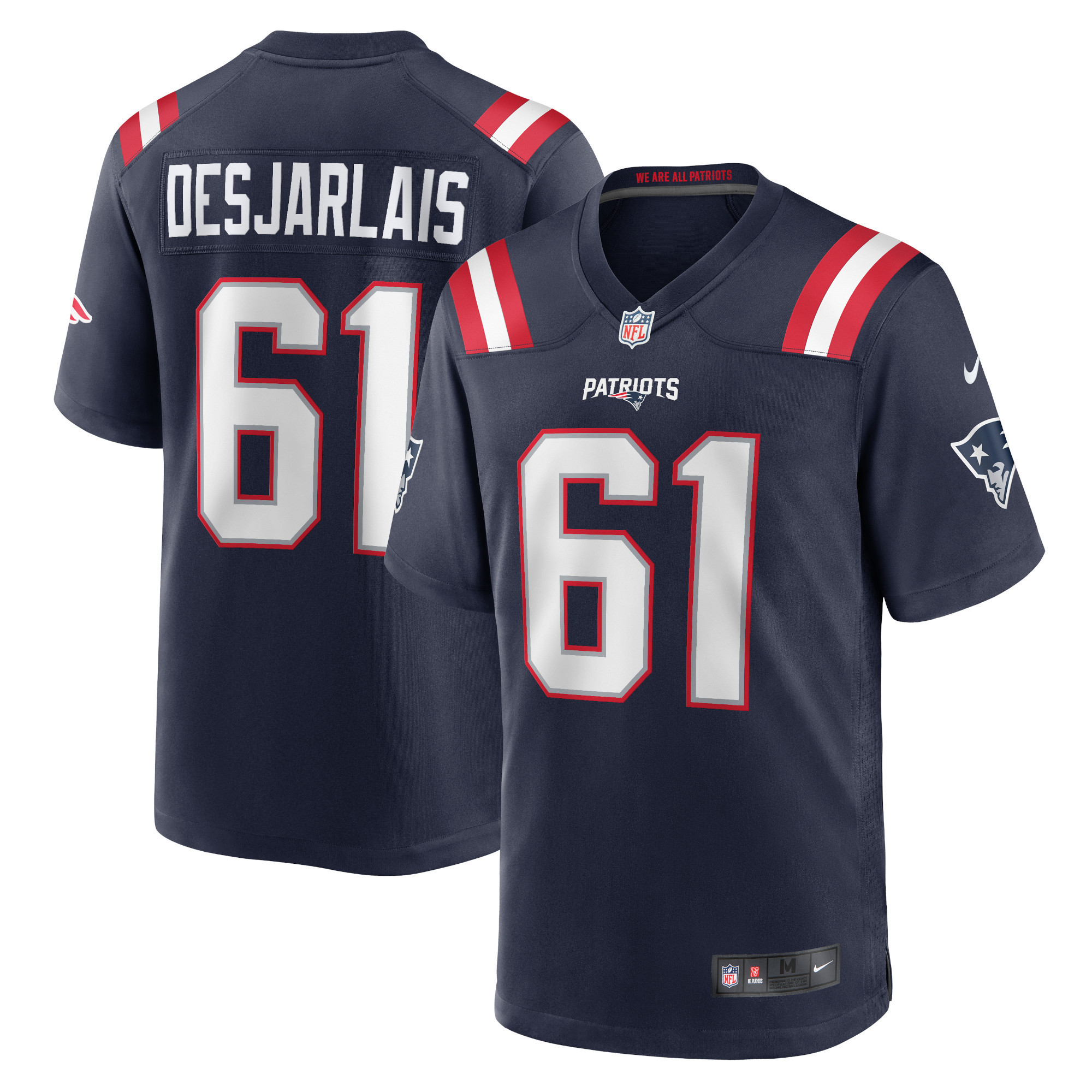 Drew Desjarlais New England Patriots Game Jersey - Navy Nfl