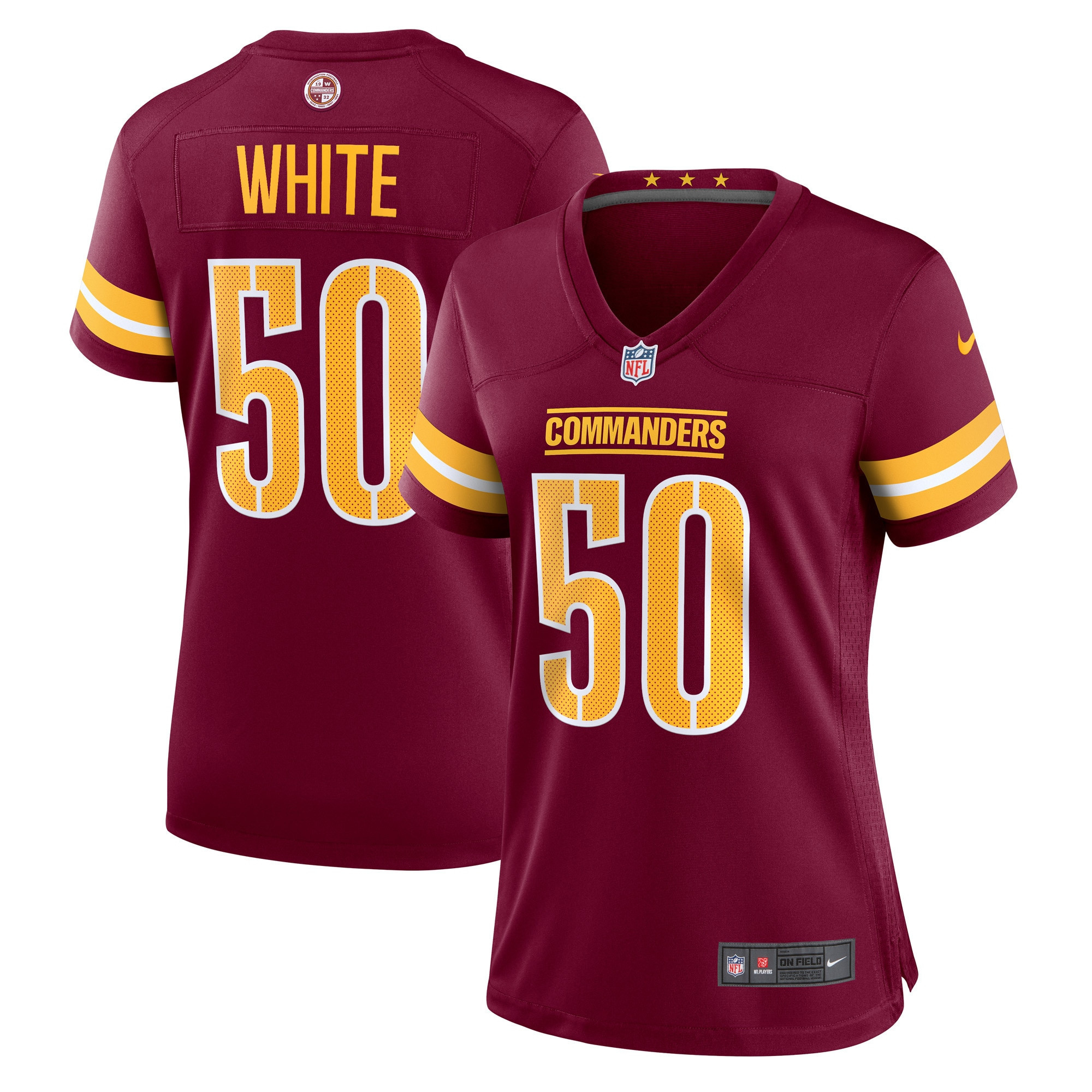 Drew White Washington Commanders Womens Player Game Jersey - Burgundy Nfl