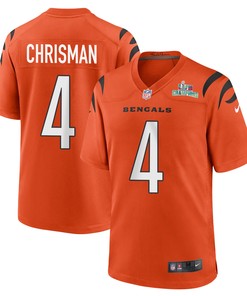 Drue Chrisman 4 Cincinnati Bengals Super Bowl LVII Champions Men Alternate Game Jersey - Orange