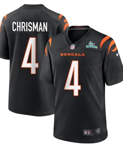 Drue Chrisman 4 Cincinnati Bengals Super Bowl LVII Champions Men Game Jersey - Black