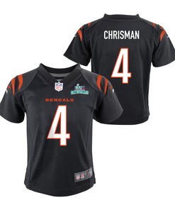 Drue Chrisman 4 Cincinnati Bengals Super Bowl LVII Champions Youth Game Jersey - Black