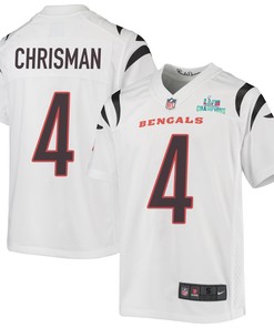 Drue Chrisman 4 Cincinnati Bengals Super Bowl LVII Champions Youth Game Jersey - White