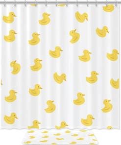 Duck Pattern Bathroom Shower Curtain - Waterproof Fabric