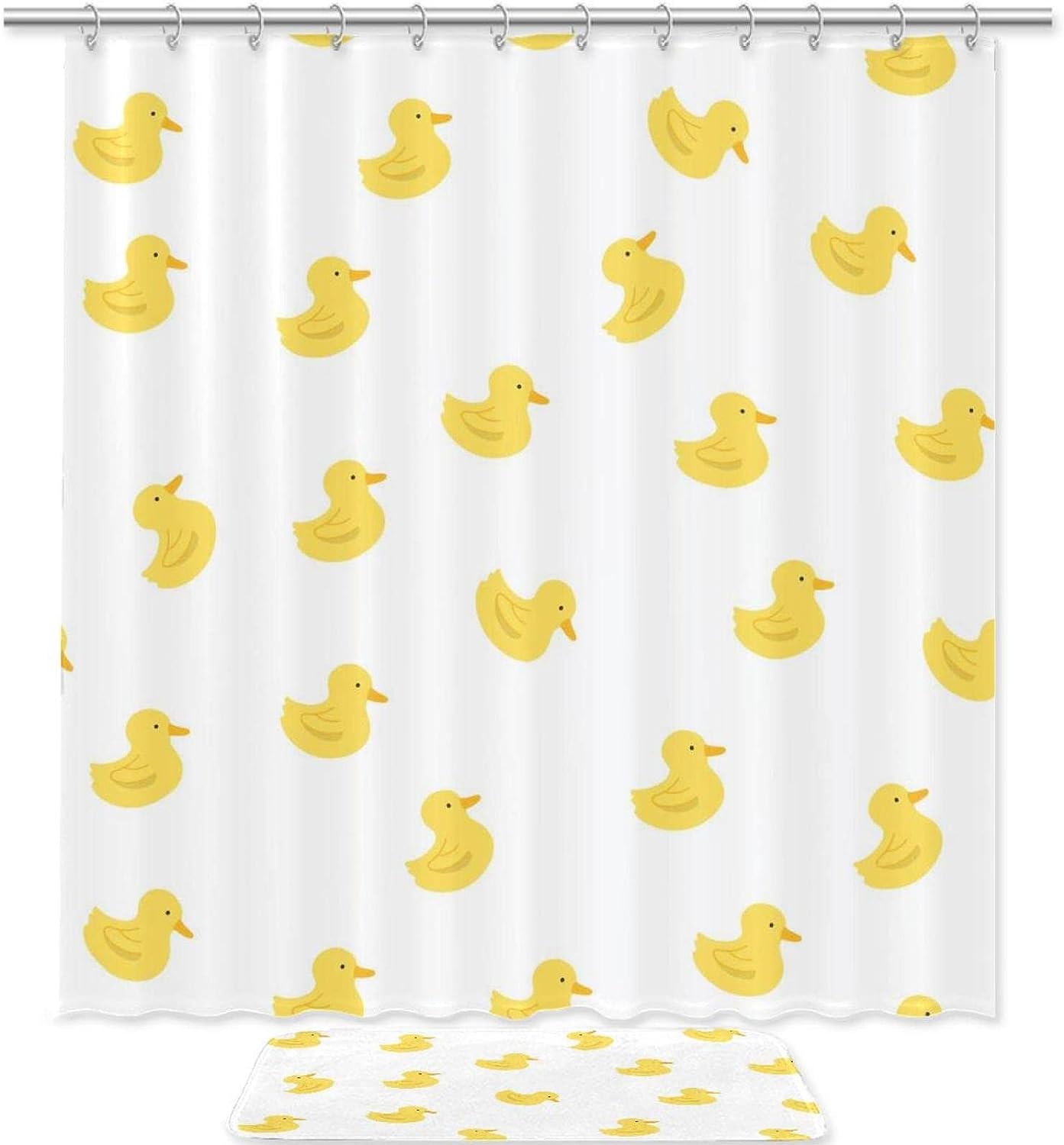 Duck Pattern Bathroom Shower Curtain - Waterproof Fabric