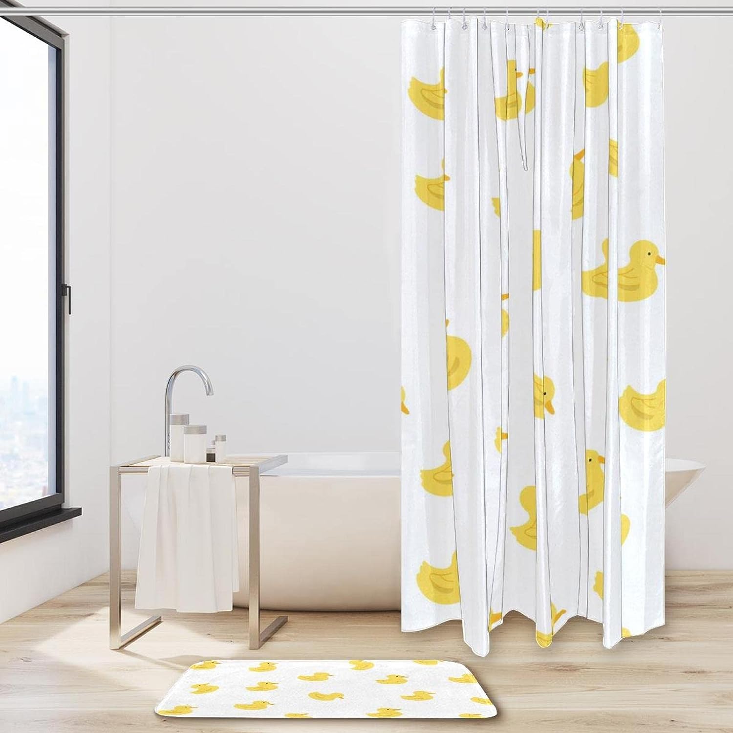 Duck Pattern Bathroom Shower Curtain - Waterproof Fabric