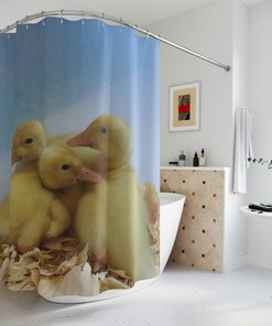 Duck Shower Curtain - Cute Baby Bath Curtain for Animal Lover Bathroom Decor