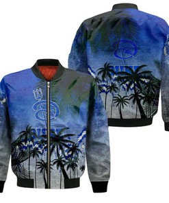 Duke Blue Devils Bomber Jacket Coconut Tree Tropical Grunge - NCAA