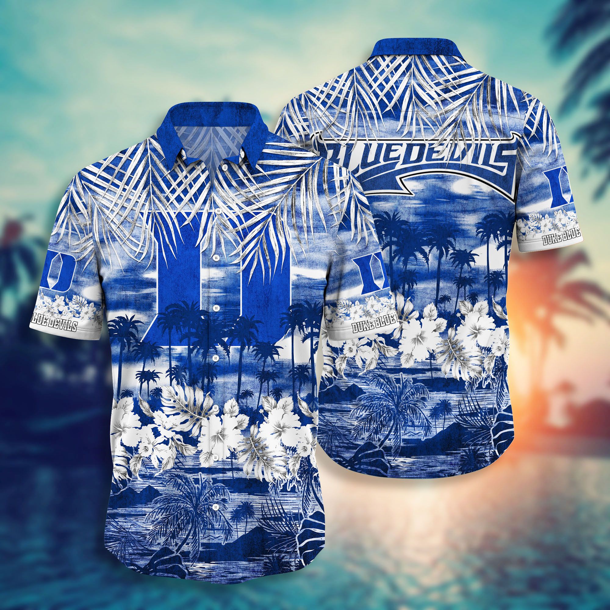 Duke Blue Devils Button Down Hawaiian Shirt