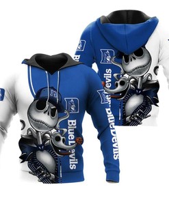 Duke Blue Devils Jack Skellington And Zero 3D Hoodie NCAA Football Gifts