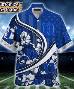 Duke Blue Devils NCAA US Flag Flower Hawaii Shirt For Fans