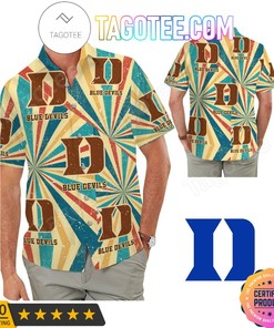 Duke Blue Devils Retro Vintage Style Aloha Hawaii Shirt