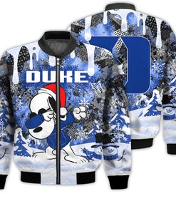 Duke Blue Devils Snoopy Dabbing The Peanuts Sports Football American Christmas Dripping Matching Gifts Unisex 3D Bomber Jacket