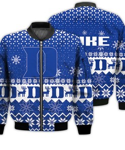 Duke Blue Devils Sports Football American Ugly Christmas Sweater Gifts Unisex 3D Bomber Jacket