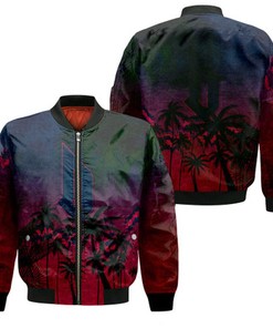 Duquesne Dukes Bomber Jacket Coconut Tree Tropical Grunge - NCAA