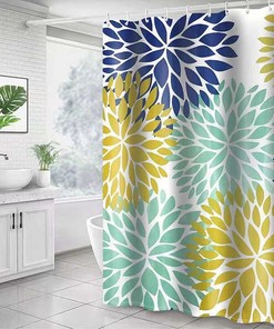 Durable Waterproof Shower Curtain with Boho Floral Print - Bathroom Accessories