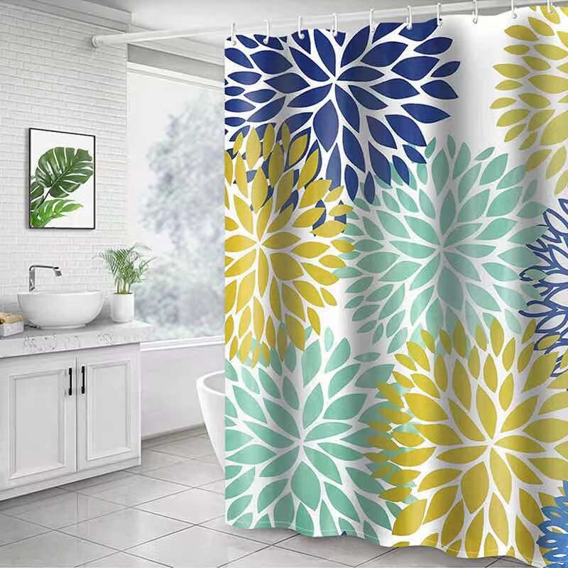 Durable Waterproof Shower Curtain with Boho Floral Print - Bathroom Accessories