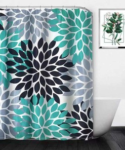 Durable Waterproof Shower Curtain with Boho Floral Print - Bathroom Accessories