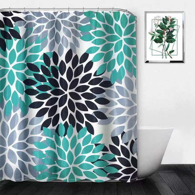 Durable Waterproof Shower Curtain with Boho Floral Print - Bathroom Accessories