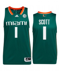 Durand Scott 1 Miami Hurricanes Jersey Uniform College Basketball Green