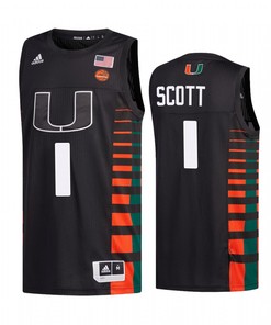 Durand Scott 1 Miami Hurricanes Uniform Jersey College Basketball Black