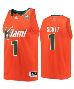 Durand Scott 1 Miami Hurricanes Uniform Jersey Reverse Retro Basketball Orange