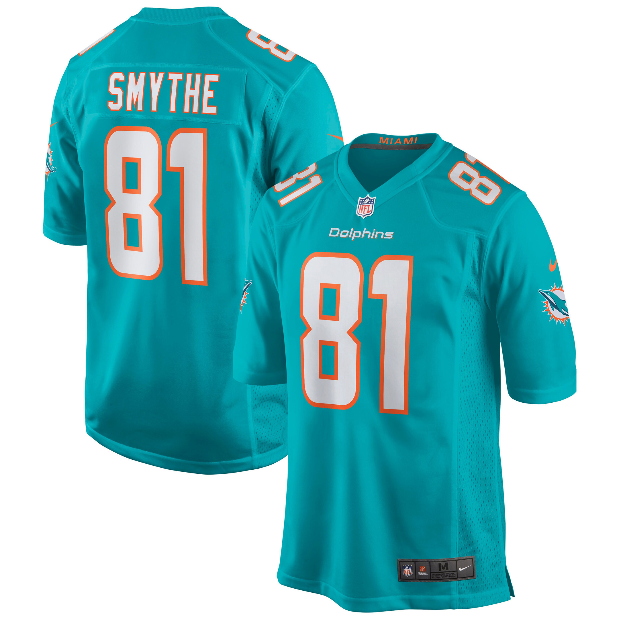 Durham Smythe Miami Dolphins Game Jersey - Aqua Nfl