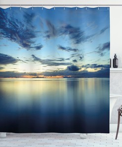 Dusk Over Tropical Lagoon Print Shower Curtain - Bathroom Decor