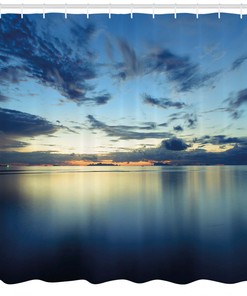 Dusk Over Tropical Lagoon Print Shower Curtain - Bathroom Decor