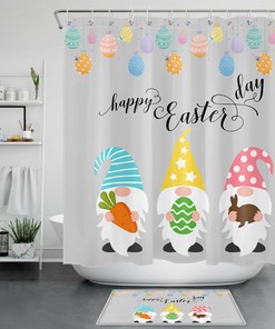 Dwarf Elves Easter Colorful Eggs Shower Curtain for a Fun and Festive Bathroom Accessory
