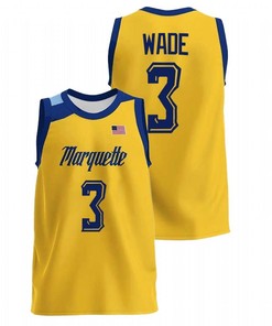 Dwyane Wade 3 Marquette Golden Eagles Gold College Basketball Alumni Jersey