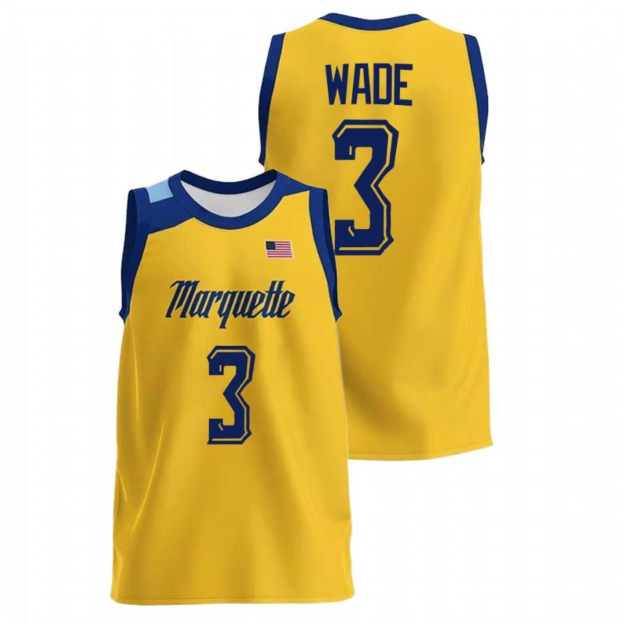 Dwyane Wade 3 Marquette Golden Eagles Gold College Basketball Alumni Jersey