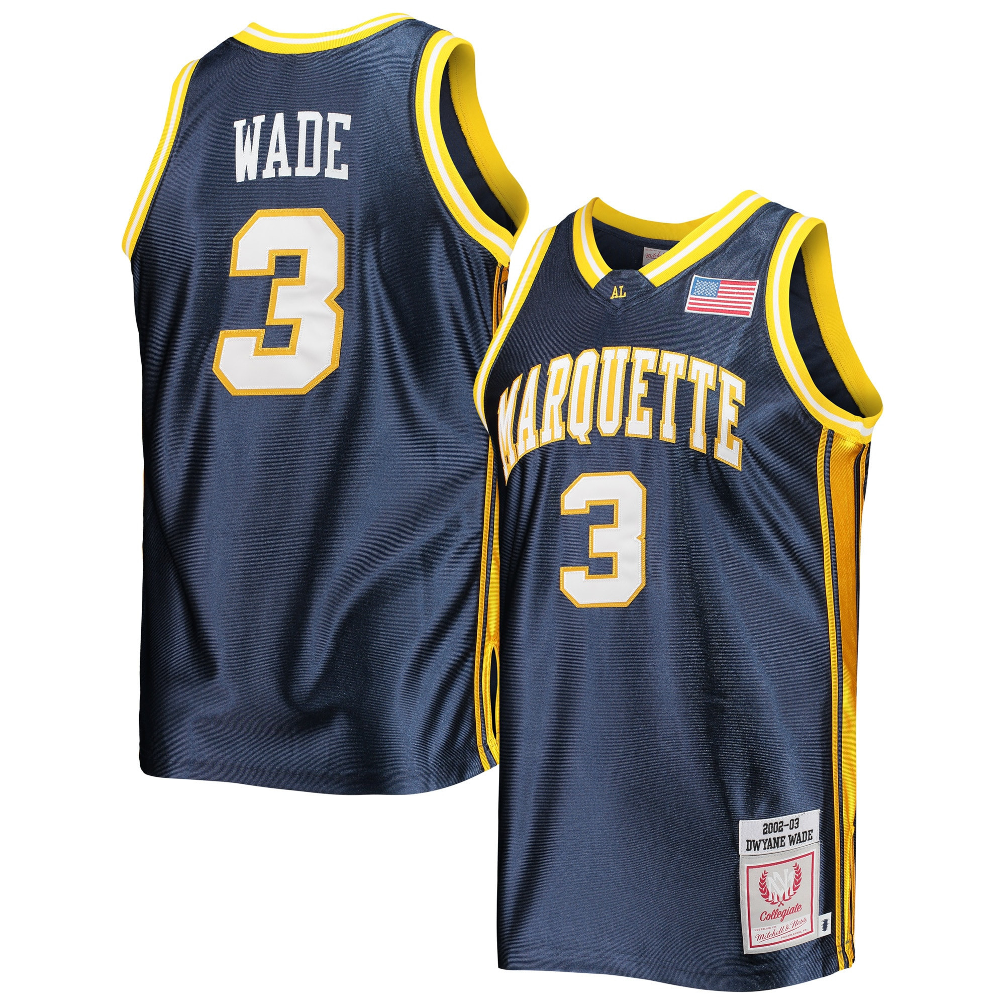 Dwyane Wade Marquette Golden Eagles Mitchell & Ness 2002-03 Authentic Throwback College Jersey - Navy Ncaa