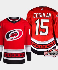 Dylan Coghlan 15 Carolina Hurricanes Red Jersey 2022-23 Third 25th Anniversary