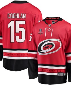 Dylan Coghlan 15 Carolina Hurricanes Stanley Cup 2023 Playoffs Patch Home Breakaway Men Jersey - Red