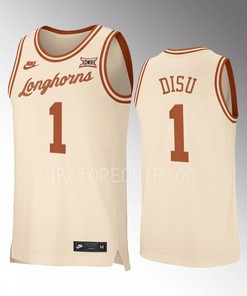 Dylan Disu 1 Texas Longhorns Uniform Jersey 2022-23 Retro Basketball Cream