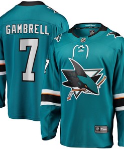Dylan Gambrell San Jose Sharks Fanatics Branded Replica Player Jersey - Teal Nhl