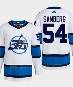 Dylan Samberg 54 Reverse Retro 2.0 2022 Winnipeg Jets White Jersey Primegreen