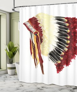 Eagle Feather Shower Curtain, Original Symbolic Native American Life Style, Bathroom Decor
