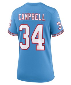 Earl Campbell 34 Tennessee Titans Oilers Throwback Alternate Game Women Jersey - Light Blue