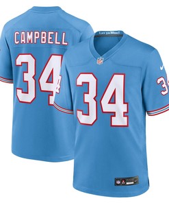 Earl Campbell 34 Tennessee Titans Oilers Throwback Retired Men Game Jersey - Light Blue