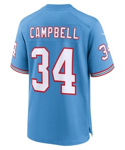 Earl Campbell 34 Tennessee Titans Oilers Throwback Retired Men Game Jersey - Light Blue