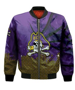 East Carolina Pirates Bomber Jacket Basketball Net Grunge Pattern- NCAA