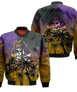 East Carolina Pirates Bomber Jacket Coconut Tree Tropical Grunge - NCAA