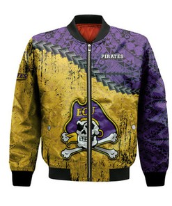 East Carolina Pirates Bomber Jacket Grunge Polynesian Tattoo- NCAA