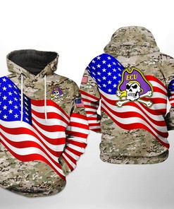East Carolina Pirates NCAA US Flag Camo Veteran 3D Printed Hoodie/Zipper Hoodie