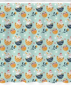 Easter Bunny and Eggs Shower Curtain